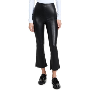 Women's Faux Leather Cropped Flare Pants