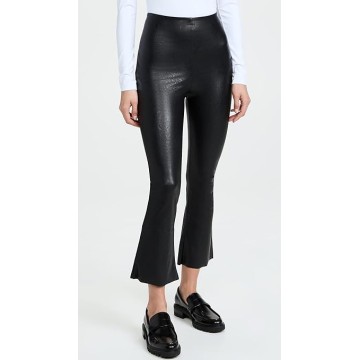 Women's Faux Leather Cropped Flare Pants