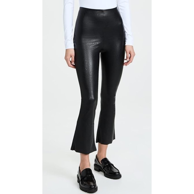 Women's Faux Leather Cropped Flare Pants