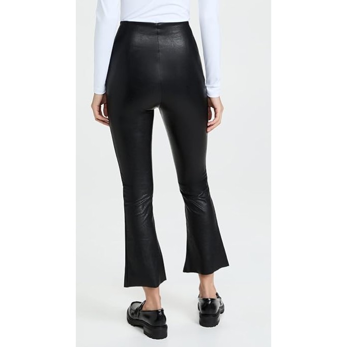 Women's Faux Leather Cropped Flare Pants