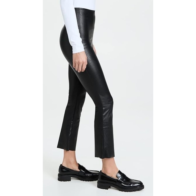 Women's Faux Leather Cropped Flare Pants