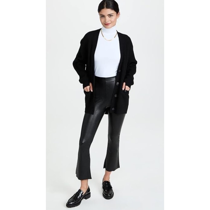 Women's Faux Leather Cropped Flare Pants