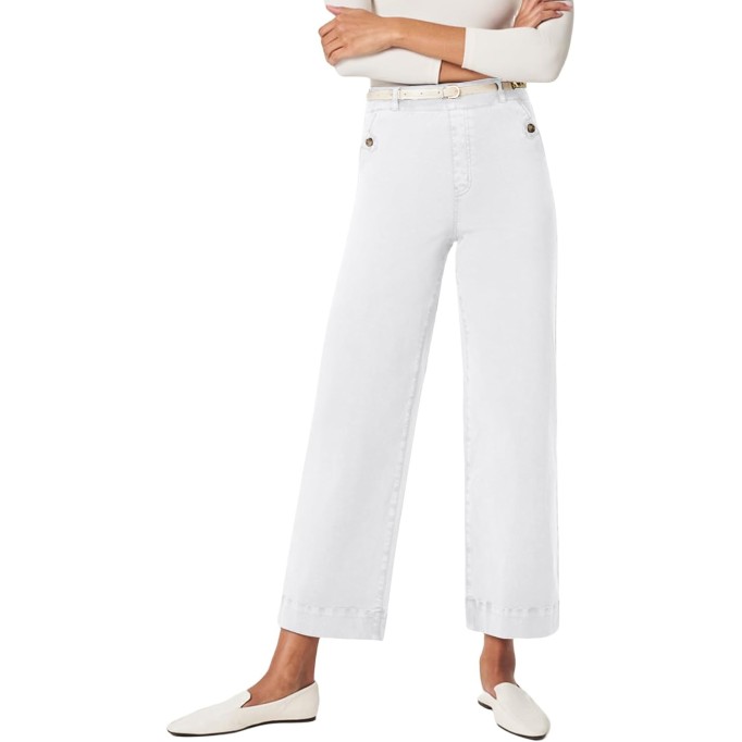 Women Stretch Twill Cropped Wide Leg Pant Comfy Casual Capri Pants High Waisted Straight Leg Chino Pants Ankle Jeans