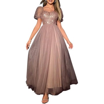 Women's Dresses Puff Sleeve Mesh Elegant & Dress