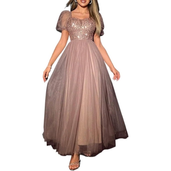 Women's Dresses Puff Sleeve Mesh Elegant & Dress