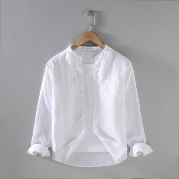 Men's Vintage Renbom Long Sleeve Stand Collar Shirt