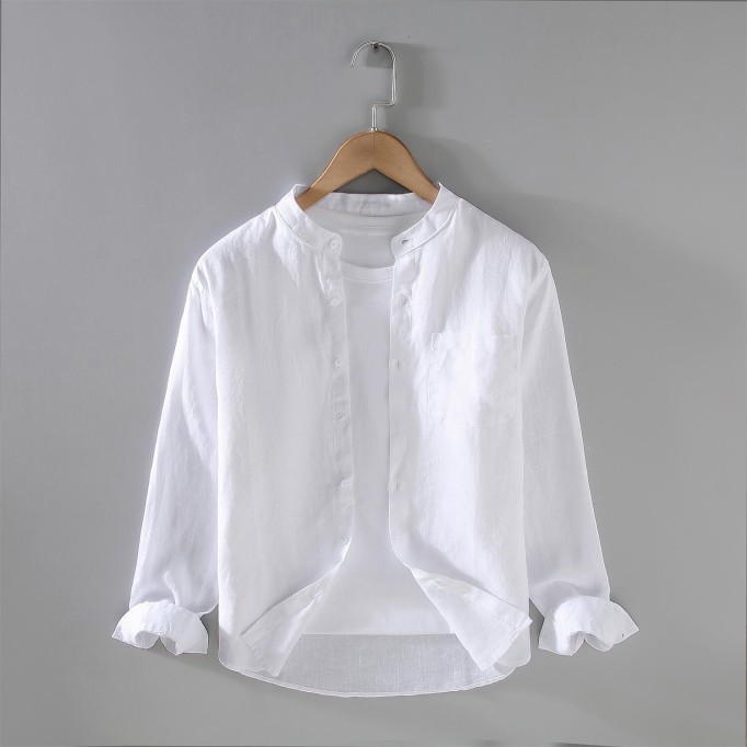 Men's Vintage Renbom Long Sleeve Stand Collar Shirt