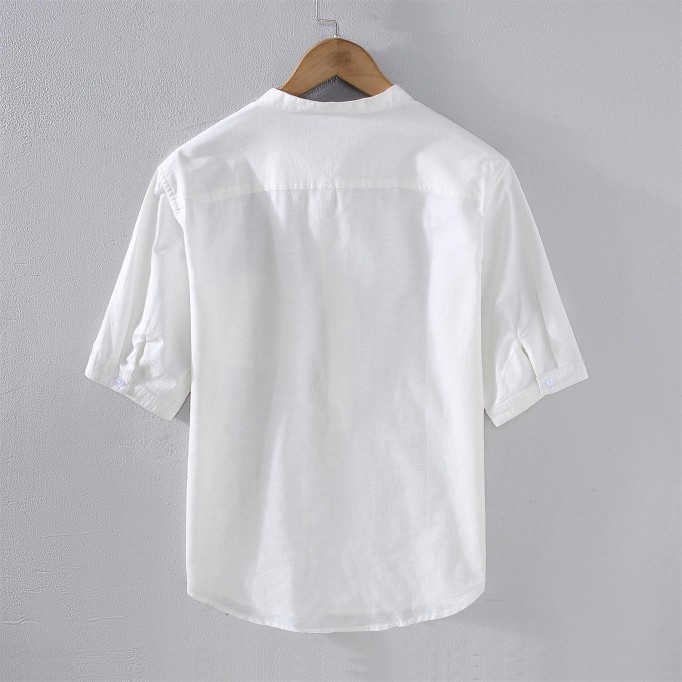 Men's Vintage Stand Collar Renbom Shirt - Mid Sleeve
