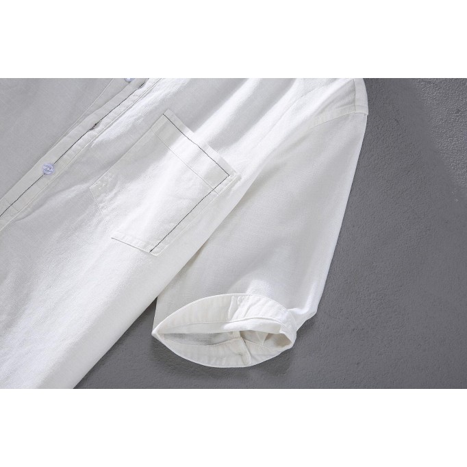 Men's Vintage Stand Collar Renbom Shirt - Mid Sleeve