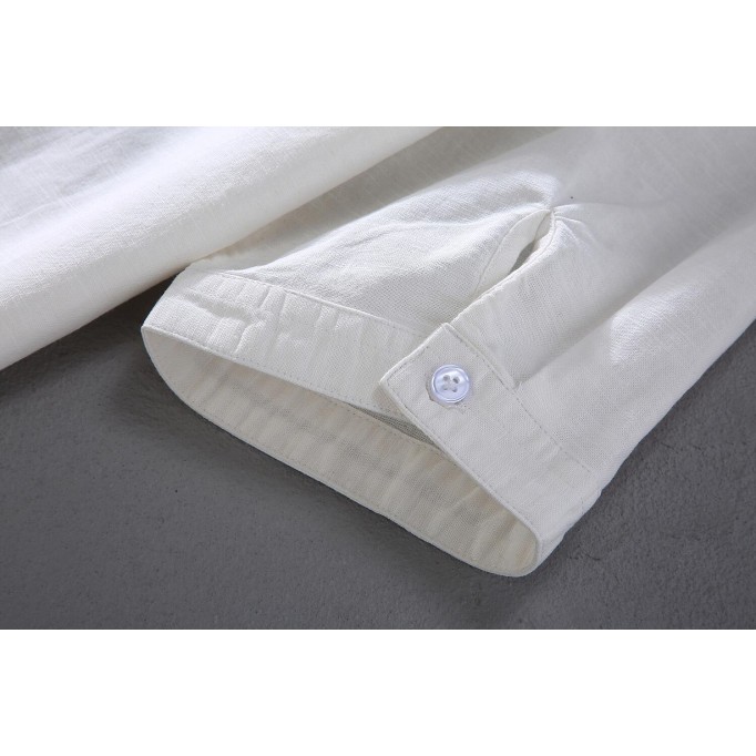 Men's Vintage Stand Collar Renbom Shirt - Mid Sleeve