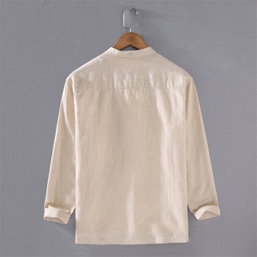 Stand Collar Cotton Renbom Long Sleeve Shirt