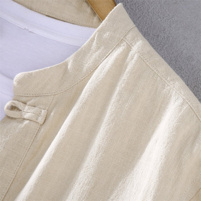 Stand Collar Cotton Renbom Long Sleeve Shirt