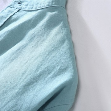 Stand Collar Cotton Renbom Long Sleeve Shirt