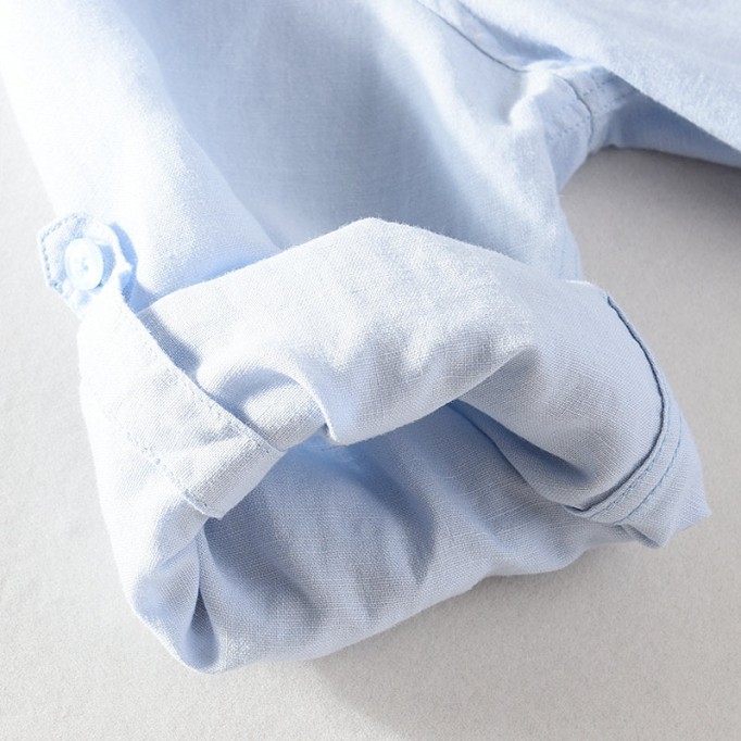 Stand Collar Cotton Renbom Long Sleeve Shirt