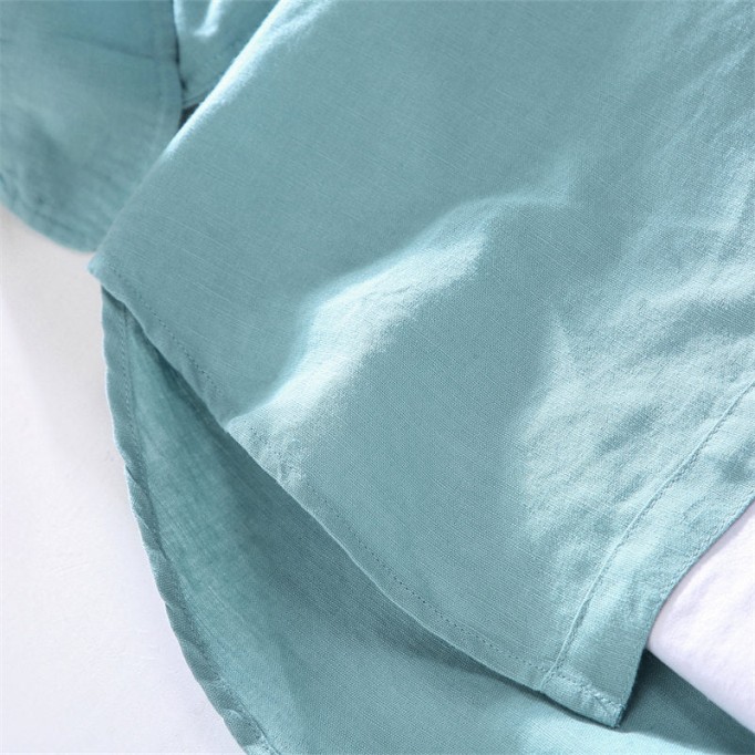 Stand Collar Cotton Renbom Long Sleeve Shirt