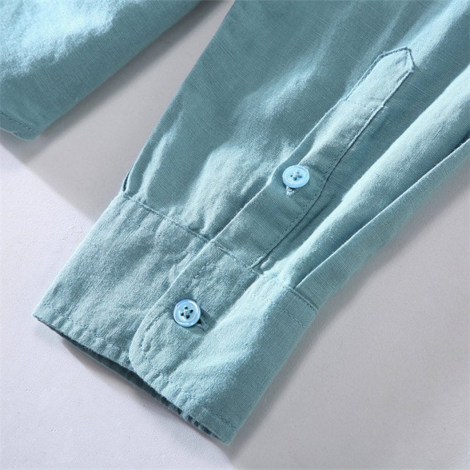 Stand Collar Cotton Renbom Long Sleeve Shirt