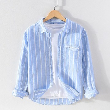 Men's Striped Renbom Long Sleeve Shirt - Casual Slim Fit