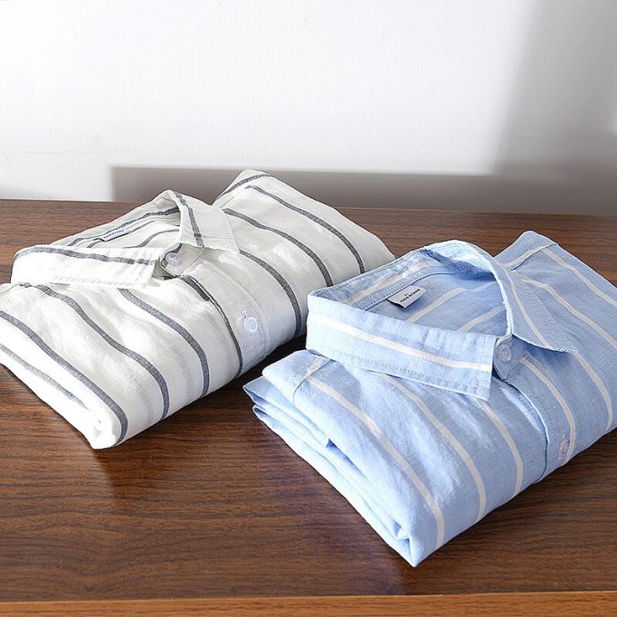 Men's Striped Renbom Long Sleeve Shirt - Casual Slim Fit