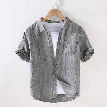 Men's Vintage Renbom Short Sleeve Shirt - Slim Fit, Lightweight