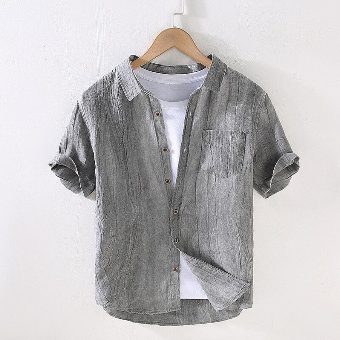 Men's Vintage Renbom Short Sleeve Shirt - Slim Fit, Lightweight