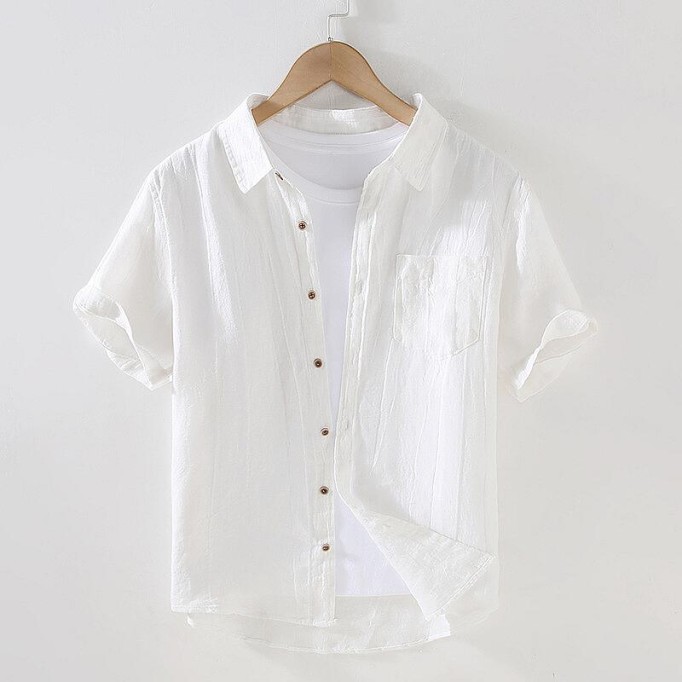 Men's Vintage Renbom Short Sleeve Shirt - Slim Fit, Lightweight