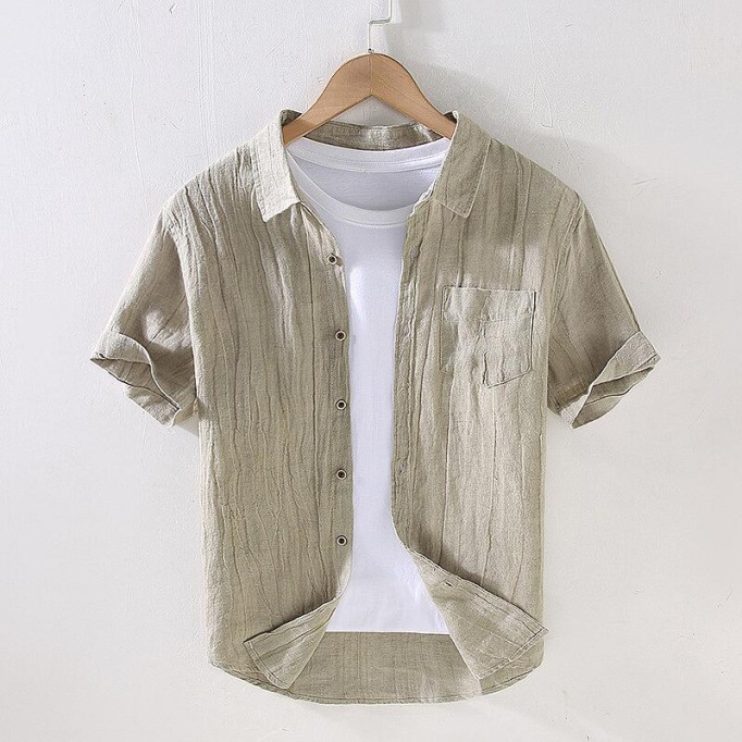 Men's Vintage Renbom Short Sleeve Shirt - Slim Fit, Lightweight