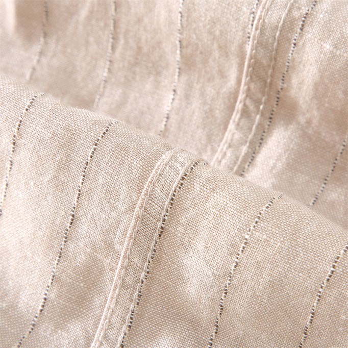 Stand Collar Cotton Renbom Striped Long-Sleeved Shirt