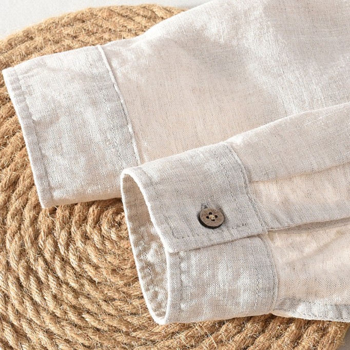 Stand Collar Pure Renbom Long Sleeve Shirt