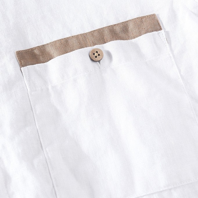 Stand Collar Pure Renbom Long Sleeve Shirt