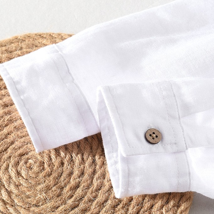 Stand Collar Pure Renbom Long Sleeve Shirt