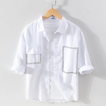 Loose Fit Renbom Shirt - 3/4 Sleeve, Embroidered