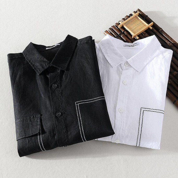 Loose Fit Renbom Shirt - 3/4 Sleeve, Embroidered