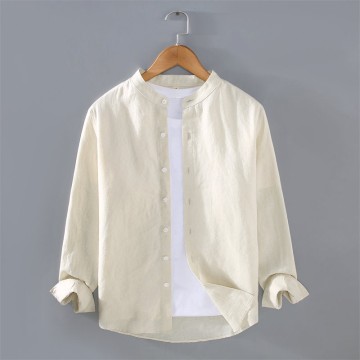 Stand Collar Pure Renbom Long Sleeve Shirt