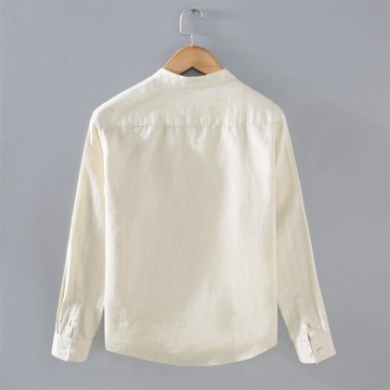 Stand Collar Pure Renbom Long Sleeve Shirt