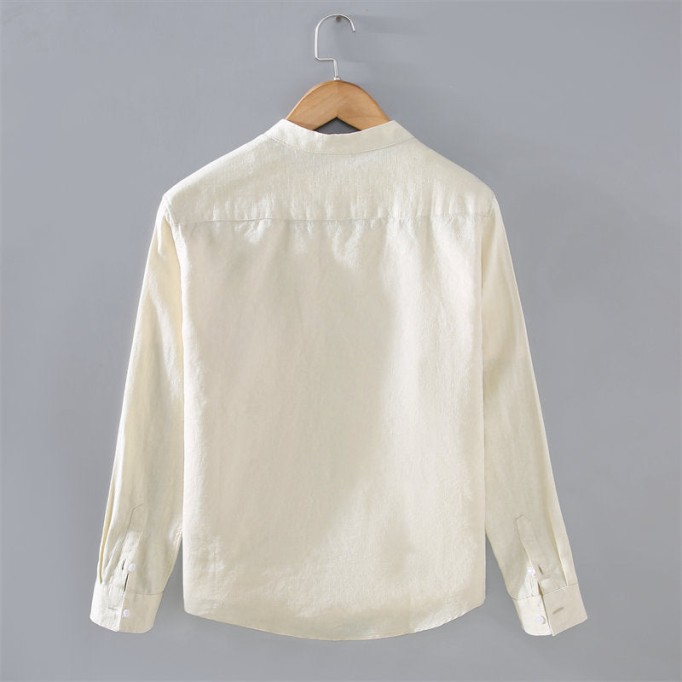 Stand Collar Pure Renbom Long Sleeve Shirt