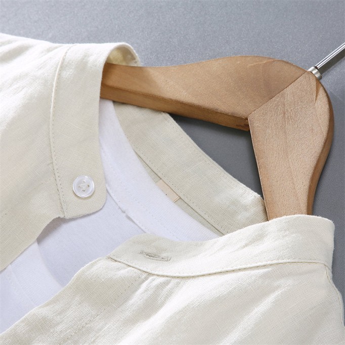 Stand Collar Pure Renbom Long Sleeve Shirt