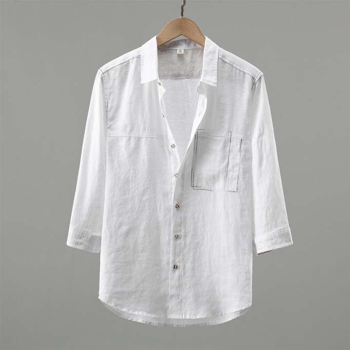 Men's Renbom 3/4 Sleeve Shirt - Loose Fit, Pockets