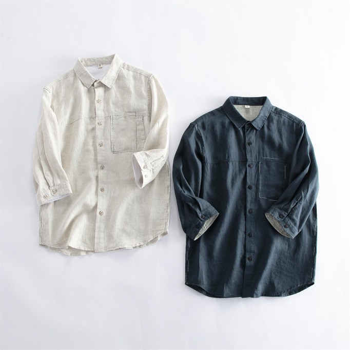 Men's Renbom 3/4 Sleeve Shirt - Loose Fit, Pockets