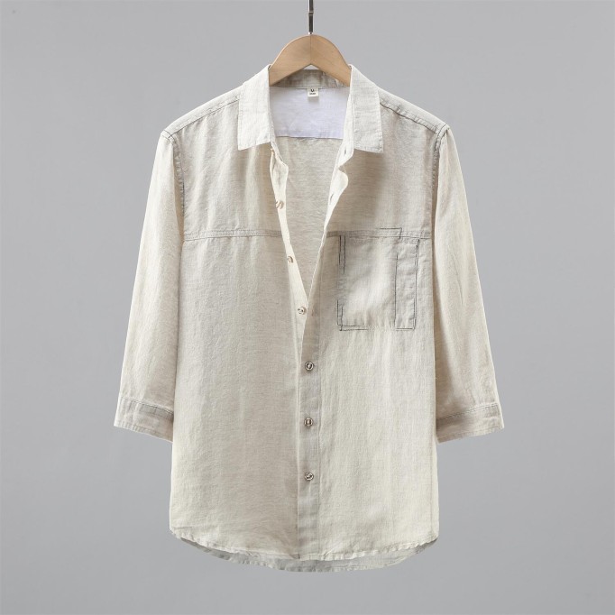 Men's Renbom 3/4 Sleeve Shirt - Loose Fit, Pockets