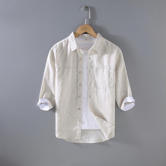 Men's Renbom 3/4 Sleeve Shirt - Loose Fit, Pockets