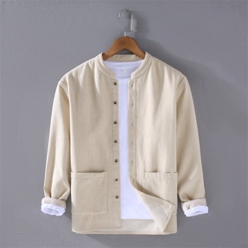 Stand Collar Fleece Long Sleeve Shirt