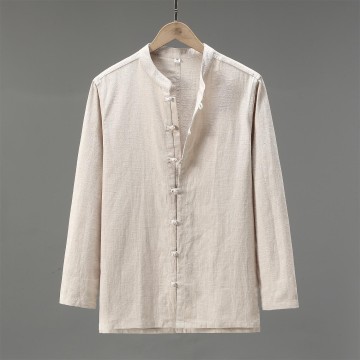 Men's Vintage Loose Fit Renbom Shirt - Stand Collar