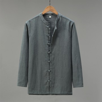 Men's Vintage Loose Fit Renbom Shirt - Stand Collar