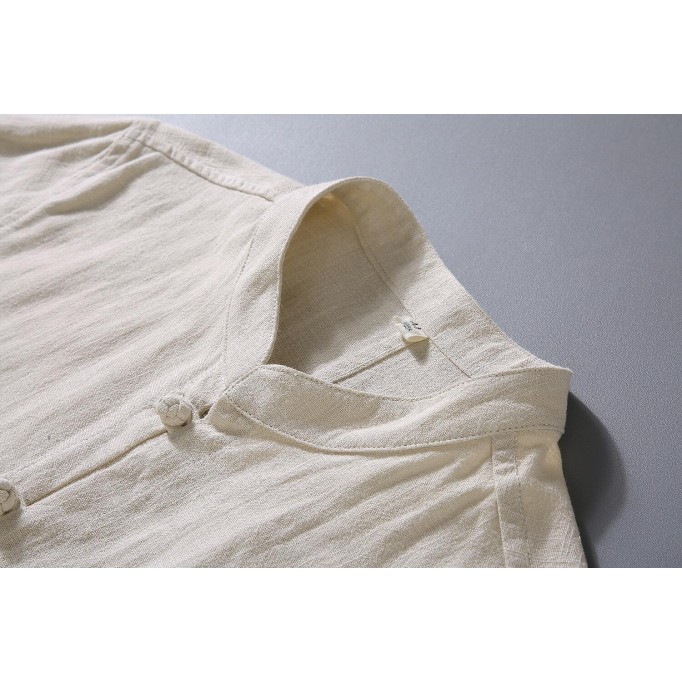 Men's Vintage Loose Fit Renbom Shirt - Stand Collar