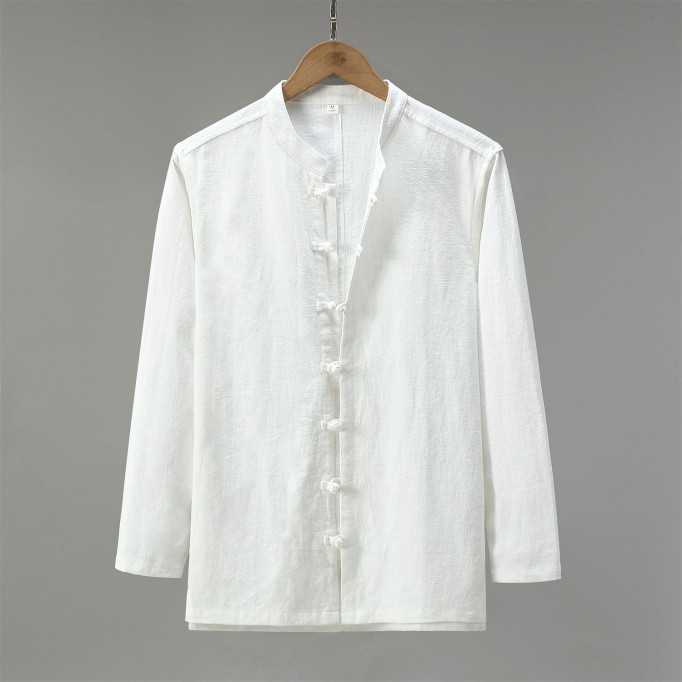 Men's Vintage Loose Fit Renbom Shirt - Stand Collar