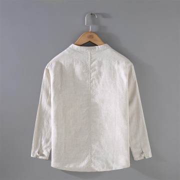 Men's Relaxed Fit Stand Collar Renbom Long Sleeve Shirt