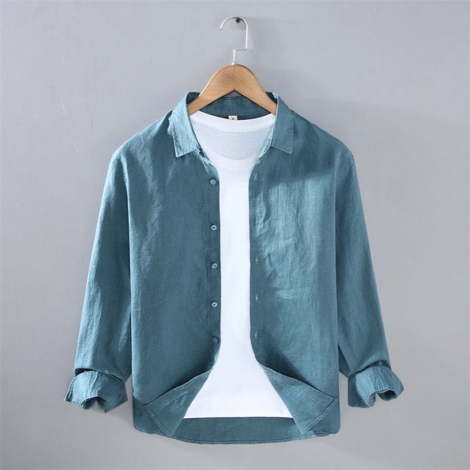Solid Color Pure Renbom Casual Long Sleeve Shirt