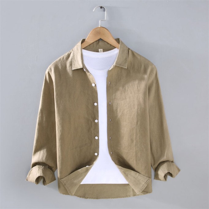 Solid Color Pure Renbom Casual Long Sleeve Shirt