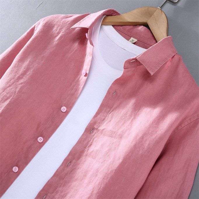 Solid Color Pure Renbom Casual Long Sleeve Shirt
