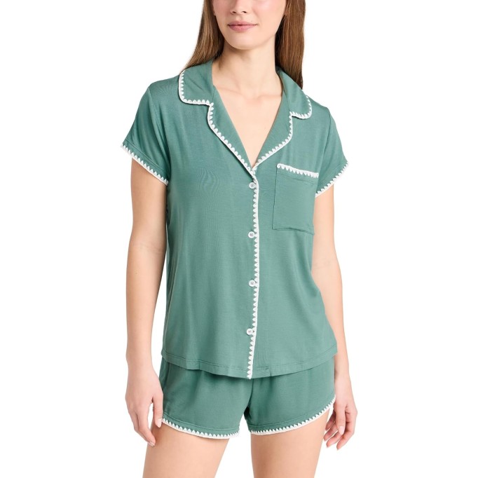 Women's Frida- The Tencel Modal Short PJ Set, Agave/Ivory, Green, M